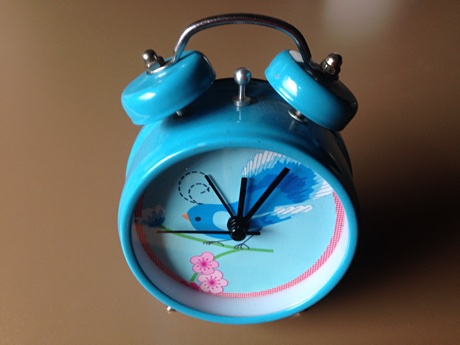 Alarm clock with a blue bird