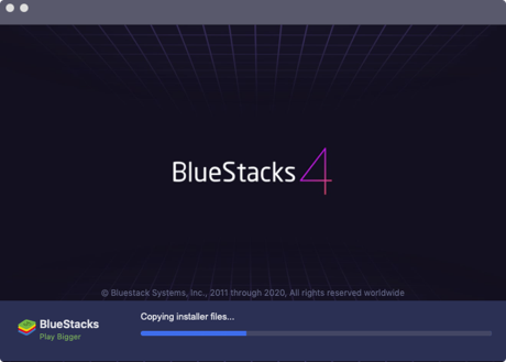 The BlueStacks 4 installer copying files