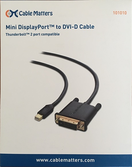 Mini DisplayPortâ„¢ to DVI-D cable (Cable Matters)