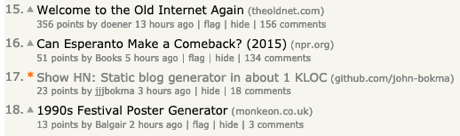 Position 17 on Hacker News